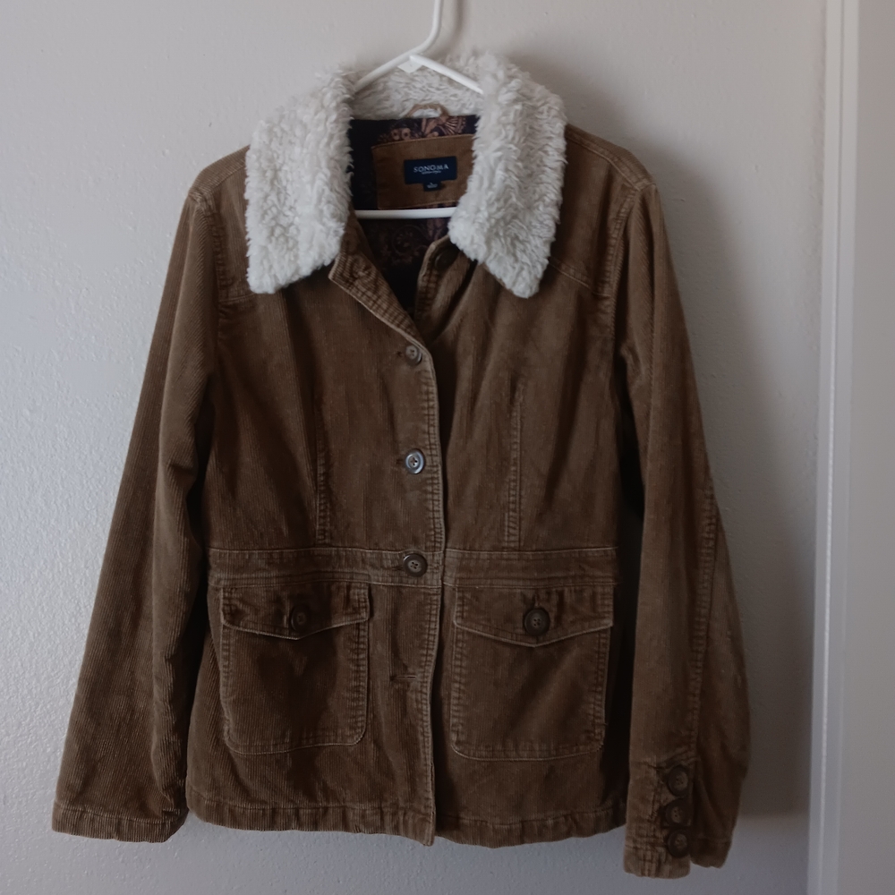 Corduroy Jacket with Shearling Collar